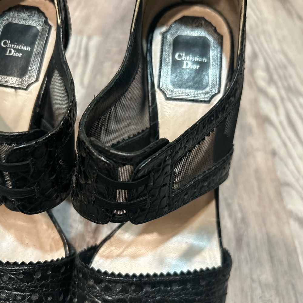 Gently used Christian Dior Black Mesh Heels! Size 36 1/2. - Picture 2 of 8